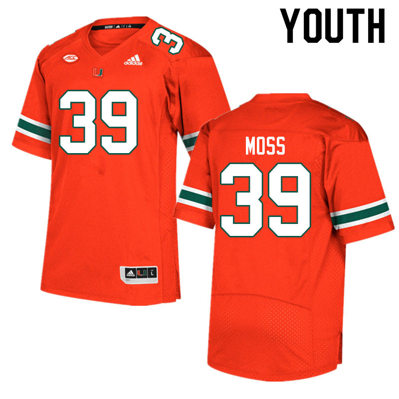 Youth #39 Cyrus Moss Miami Hurricanes College Football Jerseys Sale-Orange